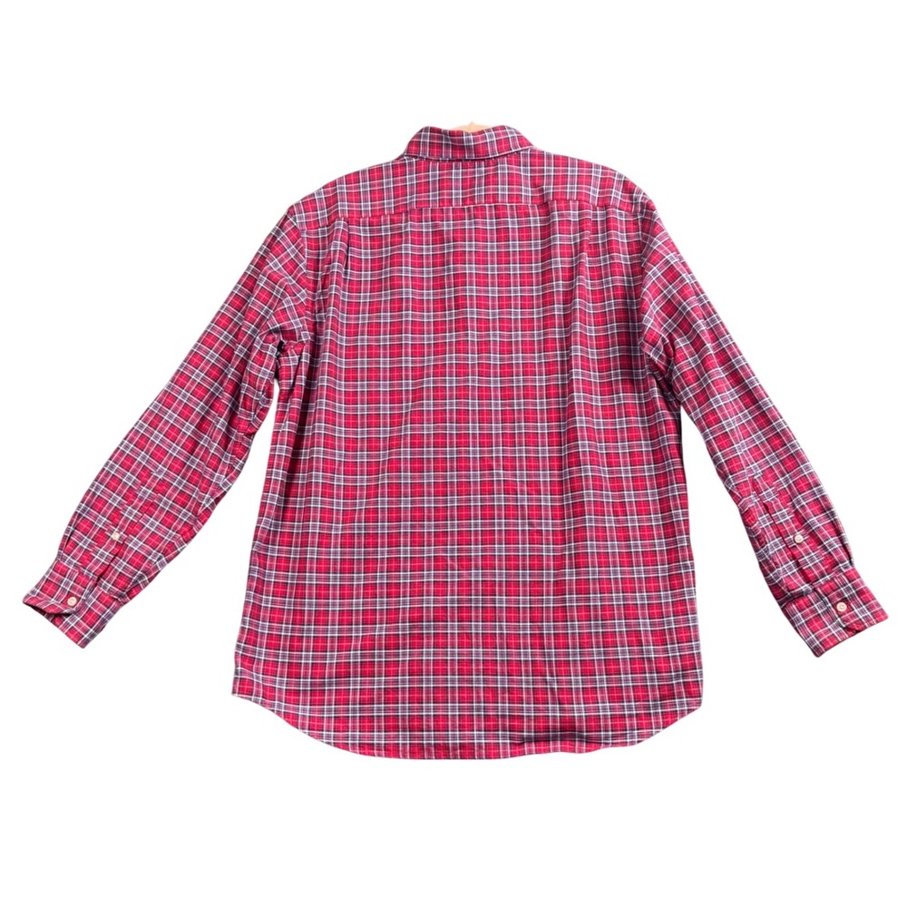 Cremieux Mens L Red Blue Plaid Button Down Shirt Long Sleeve Cotton - Picture 3 of 8